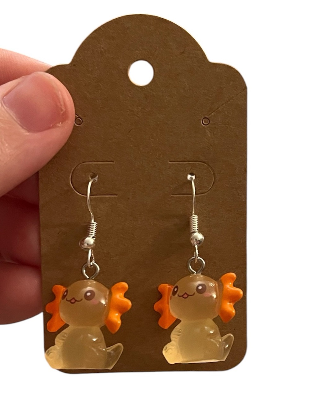 Orange Axolotl Dangle Earrings